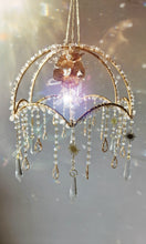 Load image into Gallery viewer, Crystal suncatcher lampshade with clear quartz and aura point crystals - Morning Ember