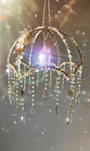 Load image into Gallery viewer, Crystal suncatcher lampshade with clear quartz and aura point crystals - Morning Ember