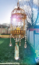 Load image into Gallery viewer, Suncatcher lantern with amethyst and blue aura quartz - Golden glow