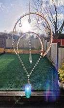 Load image into Gallery viewer, Moon suncatcher Aura quartz and clear quartz chips - Sunlit