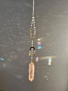 Suncatcher with pink aura quartz