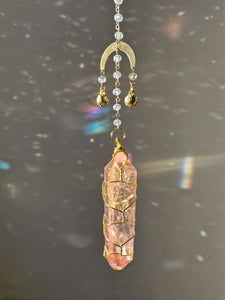 Suncatcher with pink aura quartz
