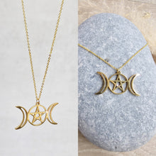Load image into Gallery viewer, 3 phase moon necklace with simple chain