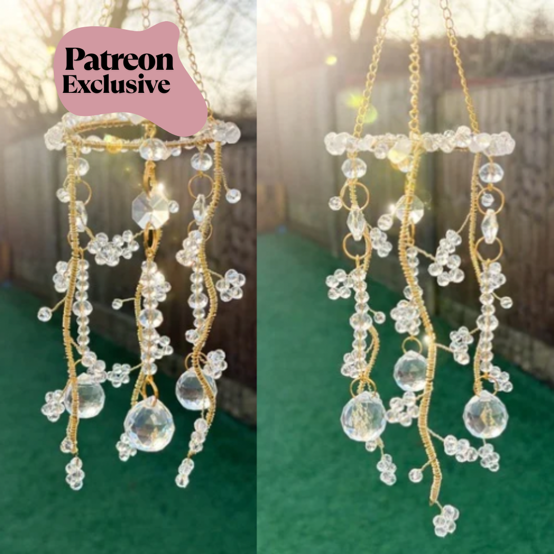 Patreon Floral sun catcher DIY kit with crystals - Vinca