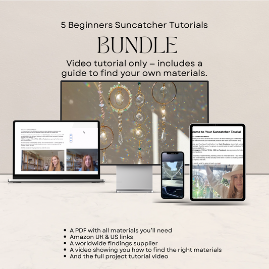 5 Simple Beginners Suncatcher Tutorials Bundle  – DIY Crystal Designs + Materials Guide