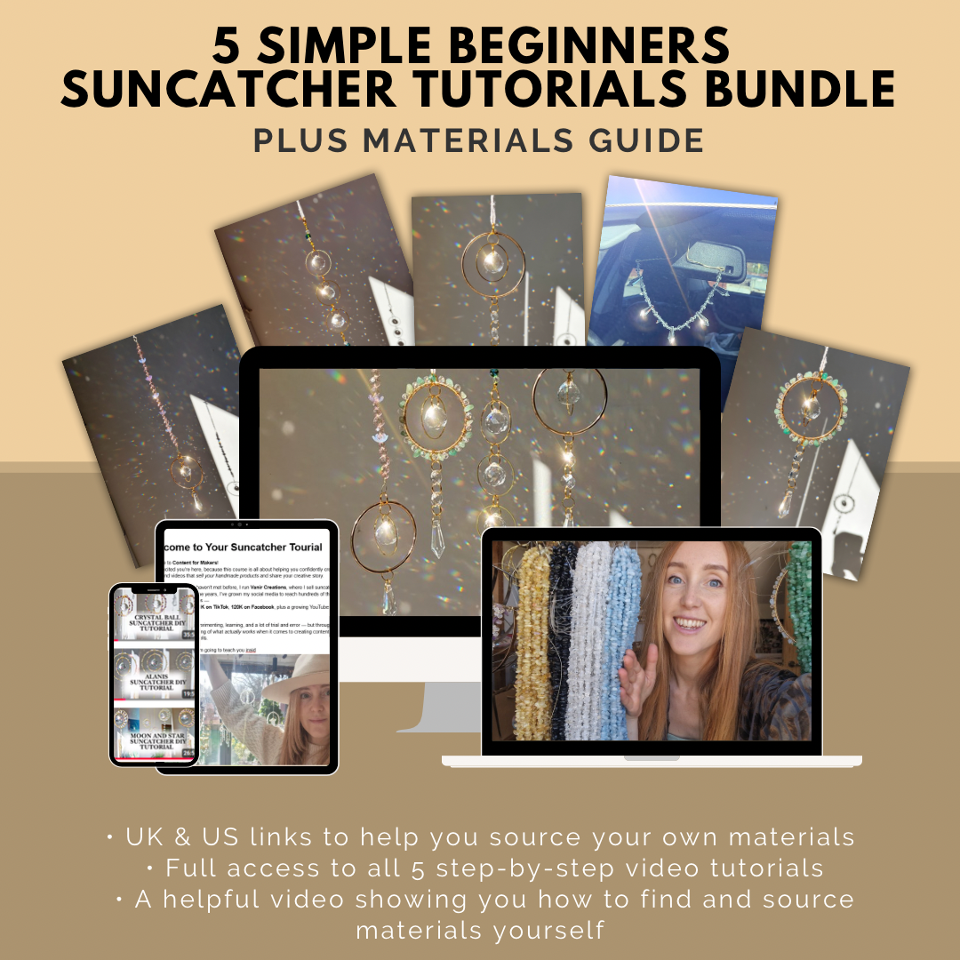 5 Simple Beginners Suncatcher Tutorials Bundle  – DIY Crystal Designs + Materials Guide