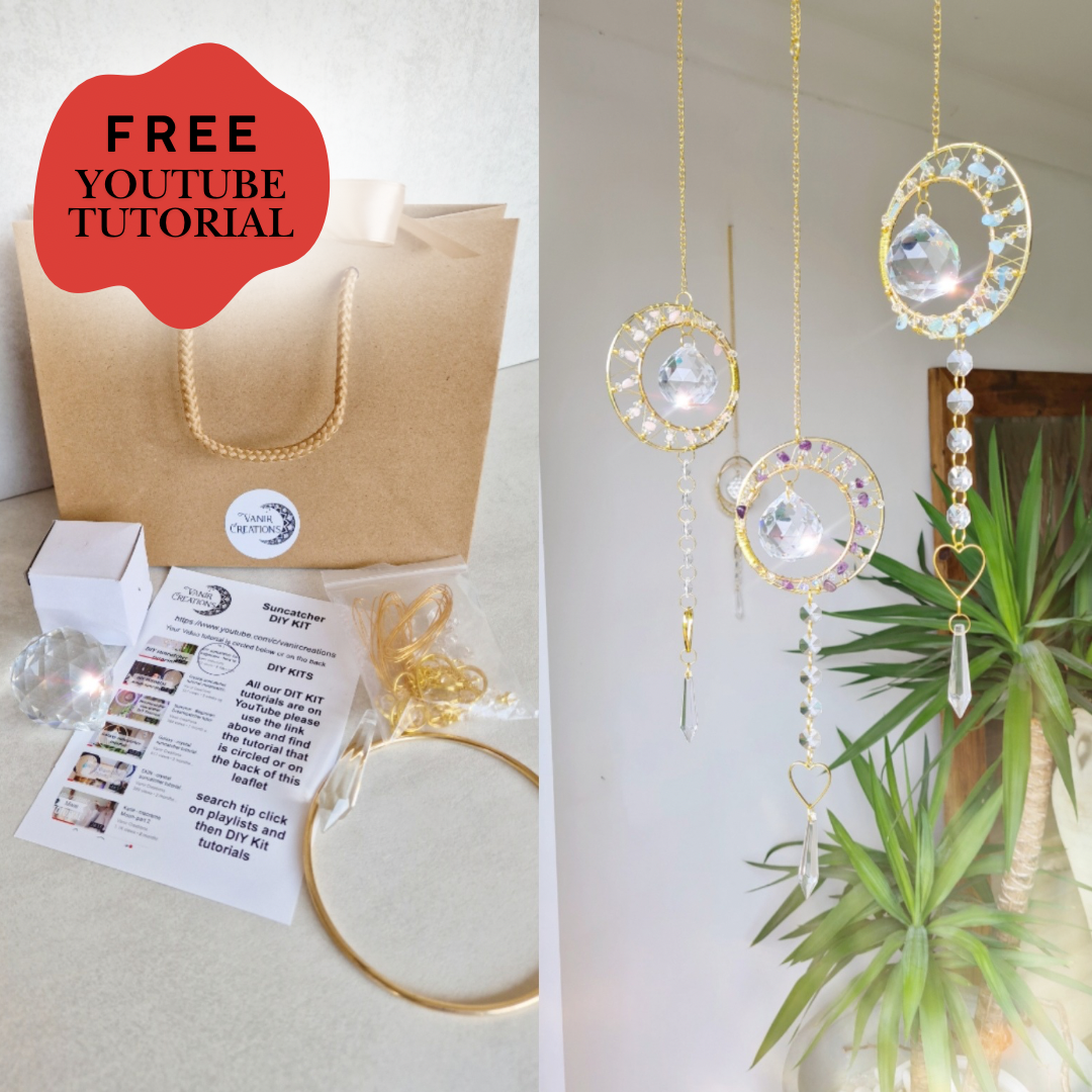 DIY suncatcher kit crystal suncatcher - Moon and star