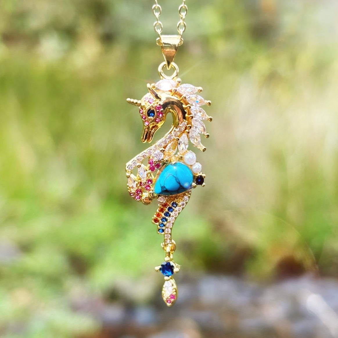 Seahorse Starlight Wearable Suncatcher – Necklace Only