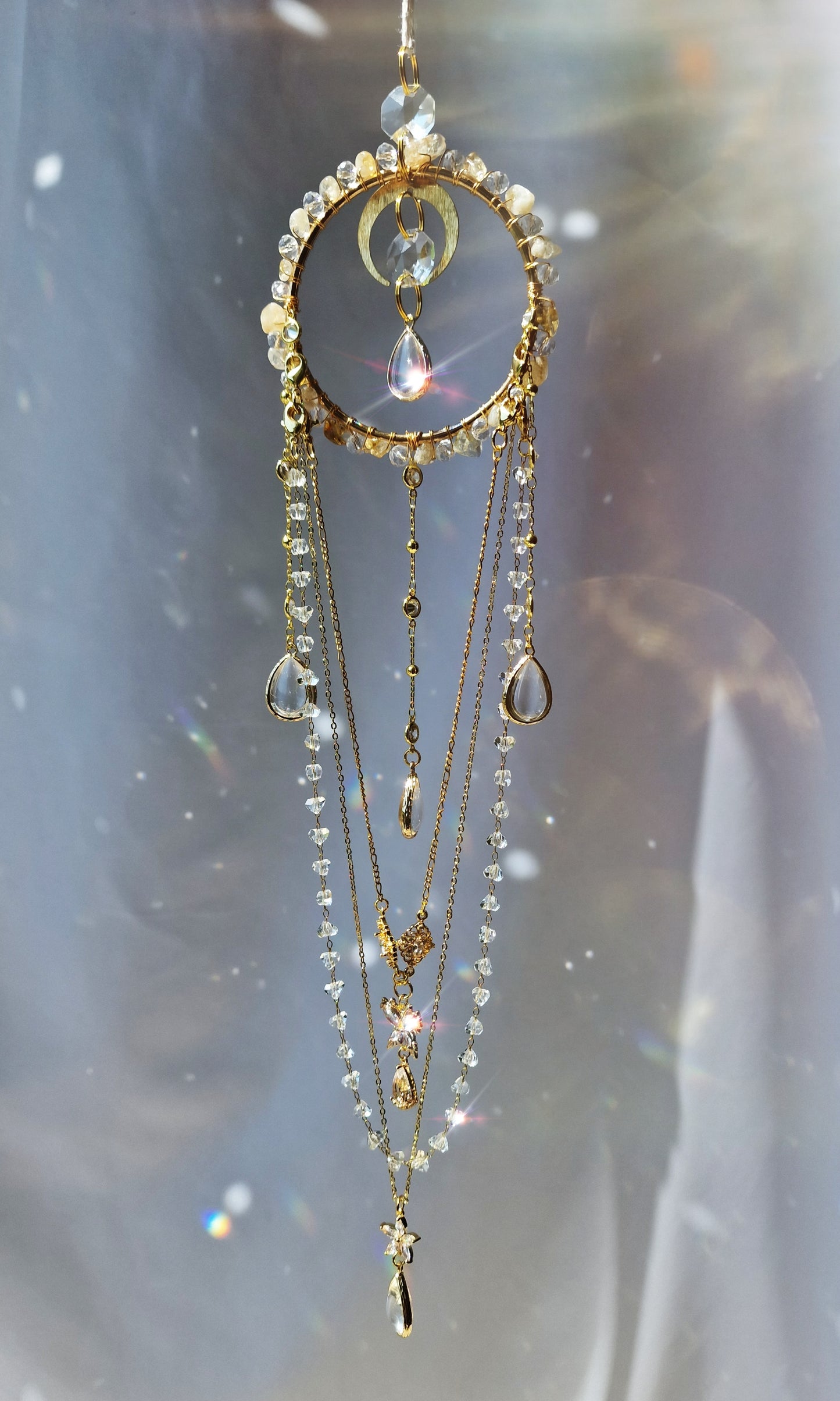 Butterfly And Flower Suncatcher Wearable Necklace Set