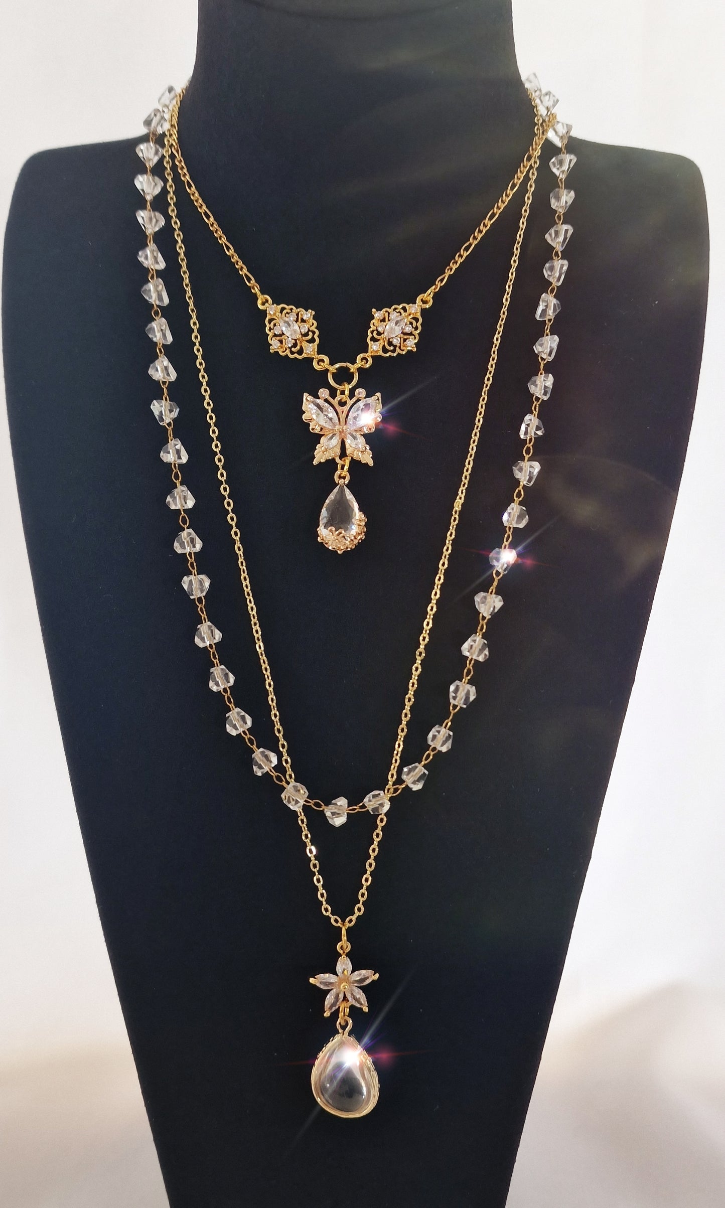 Butterfly And Flower Suncatcher Wearable Necklace Set