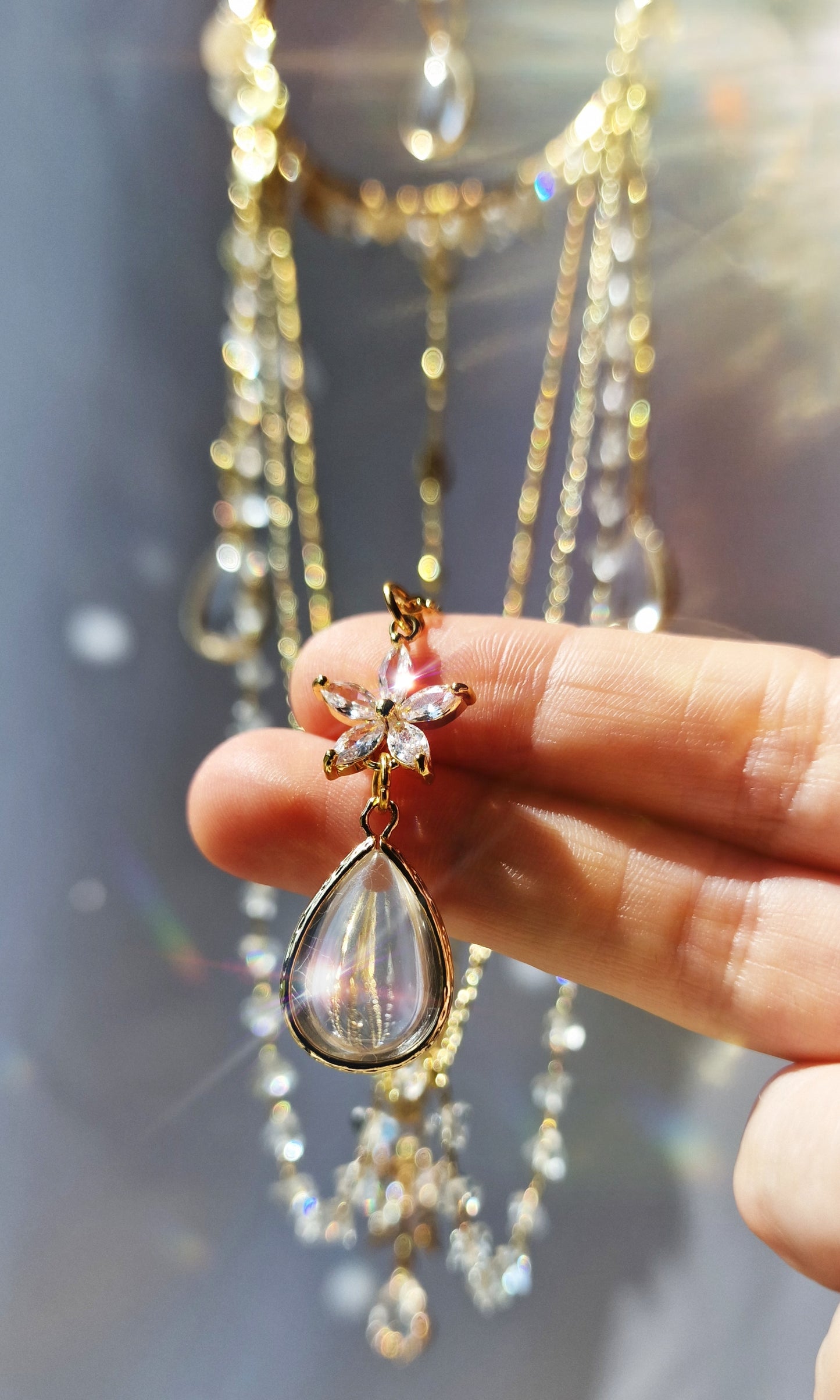Butterfly And Flower Suncatcher Wearable Necklace Set