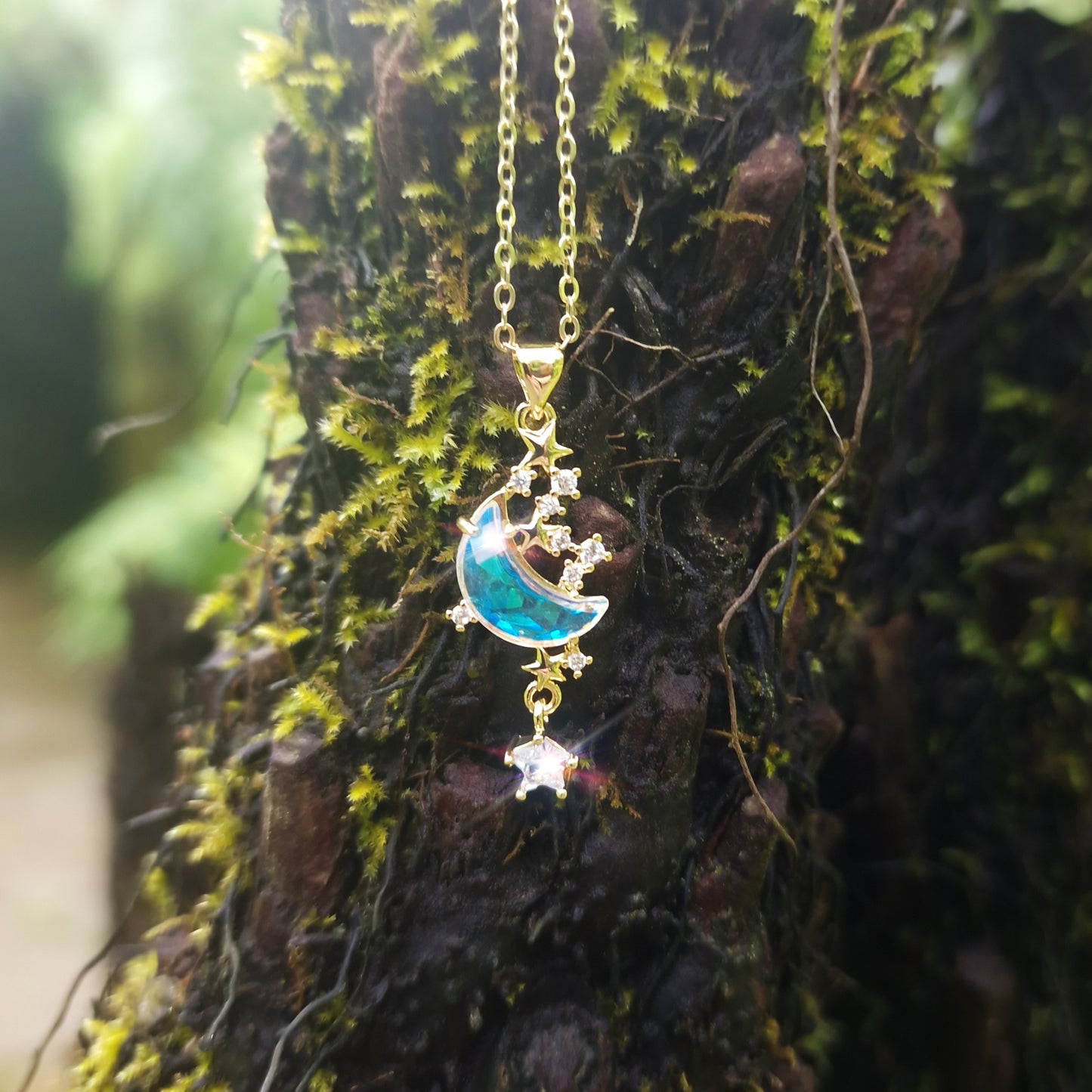 Silversleep Wearable Moon and Star Suncatcher – Necklace Only
