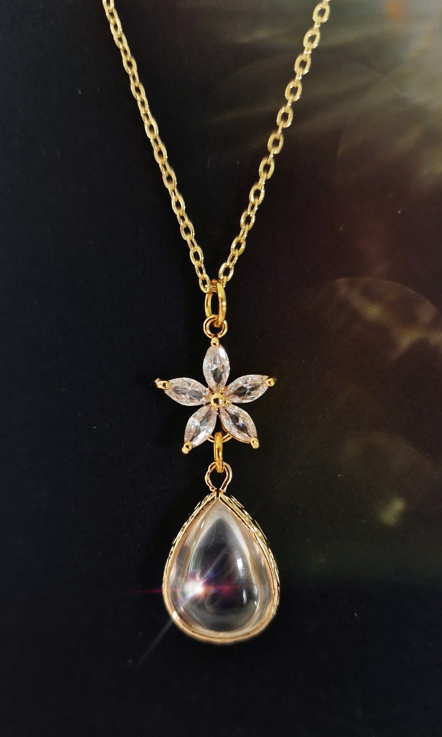 Wearable Flower Droplet Suncatcher – Necklace Only