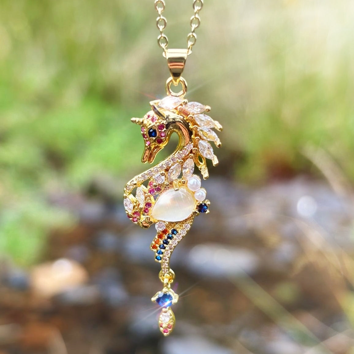 Seahorse Starlight Wearable Suncatcher – Necklace Only