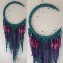 Load image into Gallery viewer, feathered hippy dreamcatcher blue purple 
