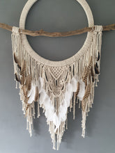 Load image into Gallery viewer, Large feathered driftwood dreamcatcher