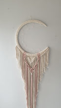 Load image into Gallery viewer, Pink and ecru macrame moon dreamcatcher, Melba