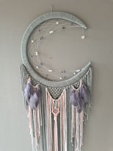 Load image into Gallery viewer, Grey moon catcher with heart rose quartz