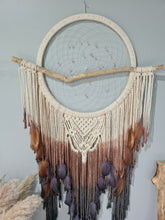 Load image into Gallery viewer, Large macrame driftwood wall hanging with dip dye