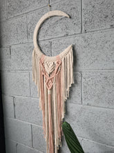 Load image into Gallery viewer, Pink and ecru macrame moon dreamcatcher, Melba