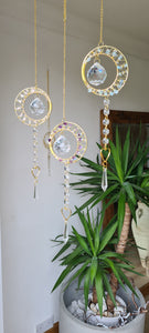 Moon and star crystal suncatcher