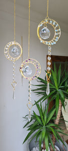 Moon and star crystal suncatcher