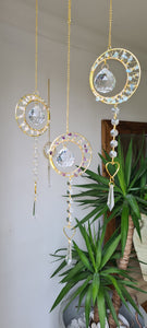 Moon and star crystal suncatcher