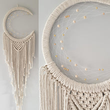 Load image into Gallery viewer, natural beaded gold dreamcatcher mooncatcher 