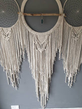 Load image into Gallery viewer, Huge boho dreamcatcher wall hanging with agate slice, driftwood.