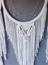 Load image into Gallery viewer, 3 moons dreamcatcher. Rose quartz included