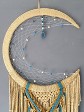 Load image into Gallery viewer, Mustard crescent moon macrame wall hanging.