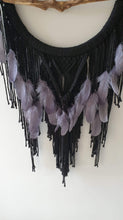 Load image into Gallery viewer, Black dreamcatcher with driftwood and feathers
