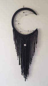 Black beaded mooncatcher with crystal