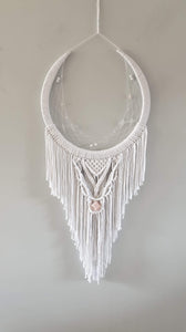Pure white dream catcher with crystal.