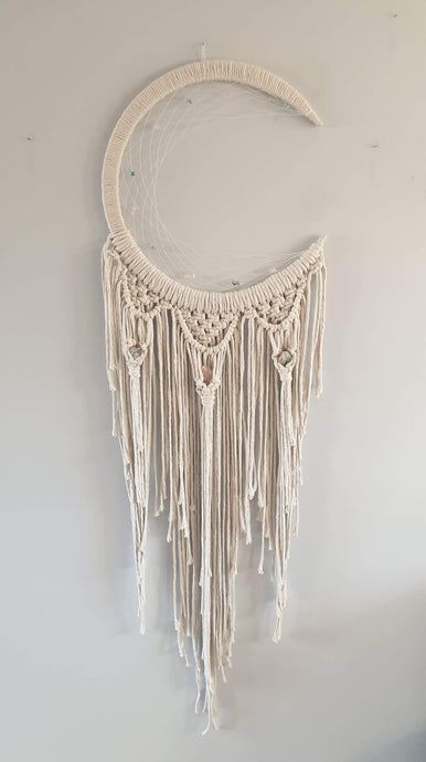 Natural beaded dreamcatcher with 3 crystal