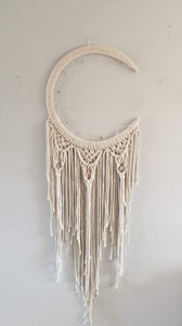 Natural beaded dreamcatcher with 3 crystal